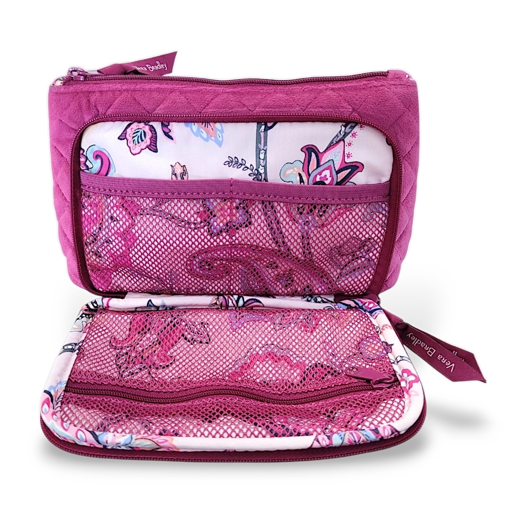 Vera Bradley Majestic Magenta Velvet Compact Organizer Cosmetic Bag - Picture 3 of 10